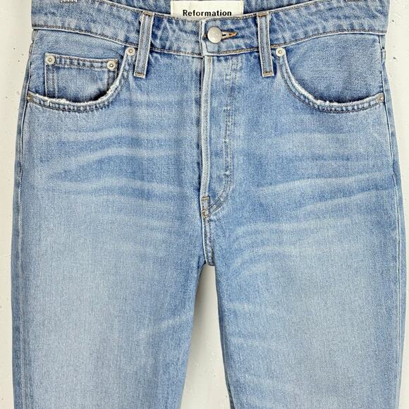 Reformation Womens Straight & Long Denim Jeans Aegean Wash Button Fly Size 26 - Picture 8 of 12